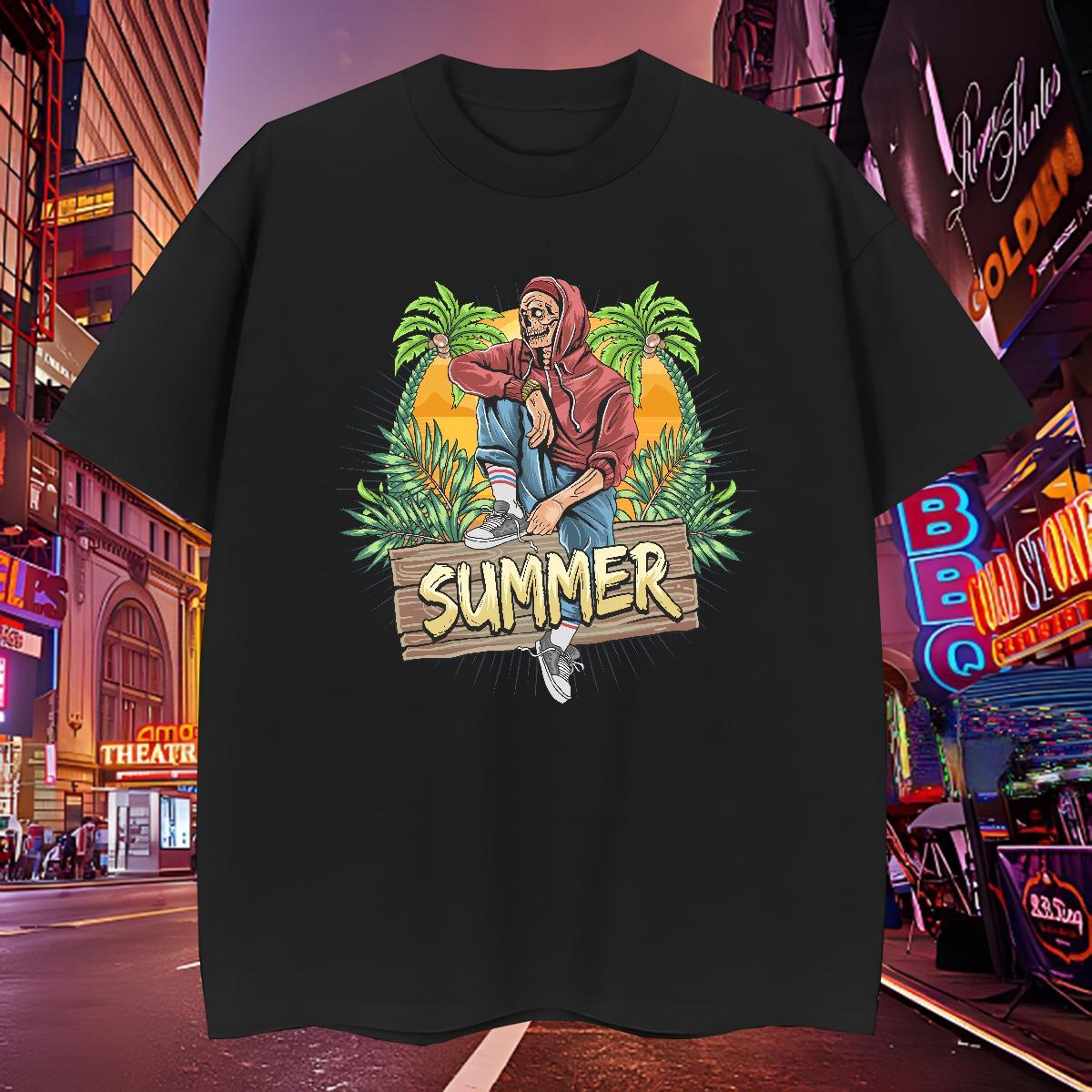 High Quality T Shirts Men summer O Neck Short Sleeves Beach Cartoon Print 100% Cotton 230g Couples T Shirts New Designer Tops Shirt