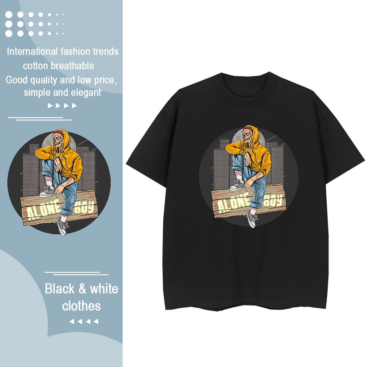 Cool Design Mens T Shirts skull Short Sleeve O-Neck Beach Custom Cartoon 100% Cotton 230g Men Tops Tees Free Shipping Top Tees