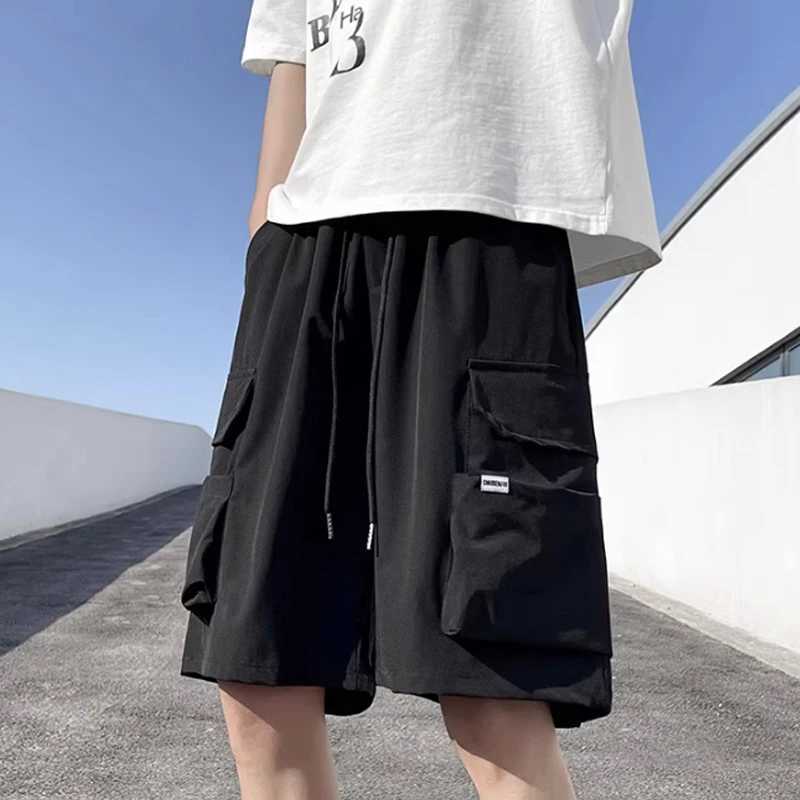 Workwear shorts mens summer Japanese fashion brand shorts mens oversized loose casual caprisXJ240817