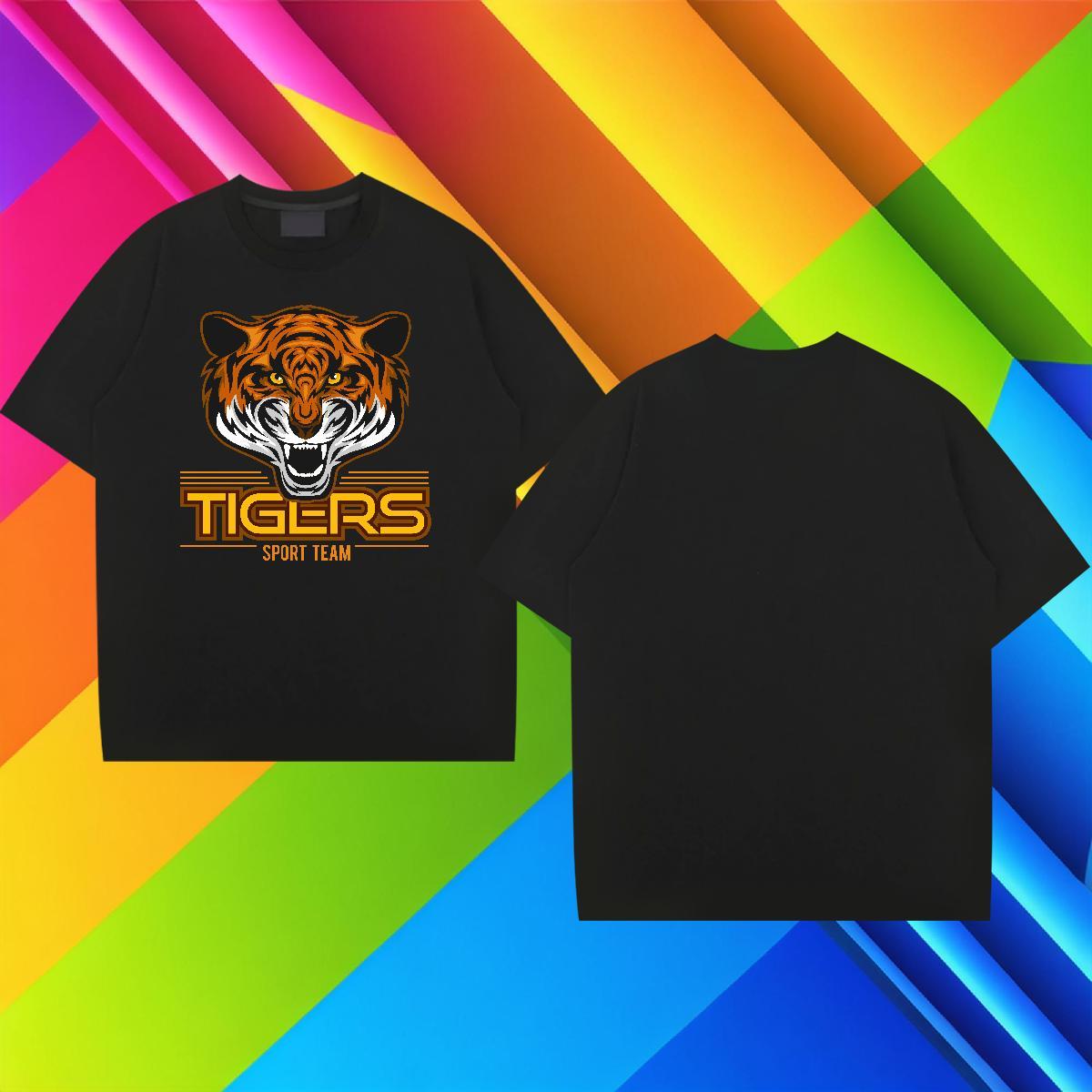 Classic T-Shirts for Men tiger Breathable Short Sleeve Anime Printing Street Customized 230g 100% Cotton Men Tshirts Fashion Design Wear
