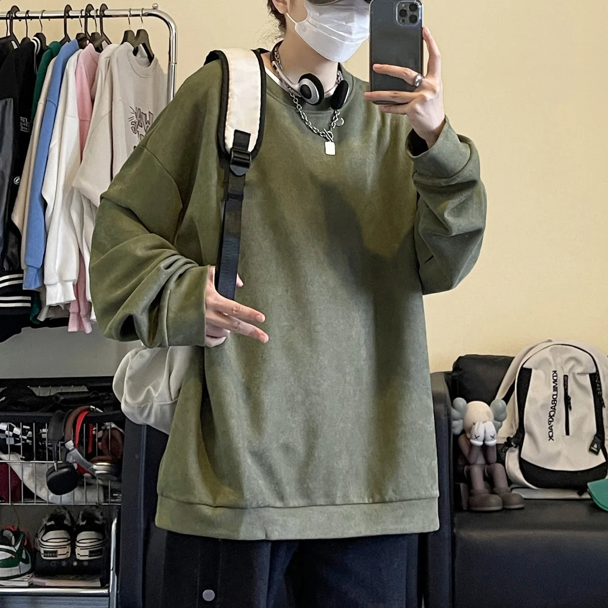 Privathinker Solid Color Suede Men Pullovers Hoodies Fashion Oversized Long Sleeve Tops Harajuku Male Clothing Sweatshirts 240820