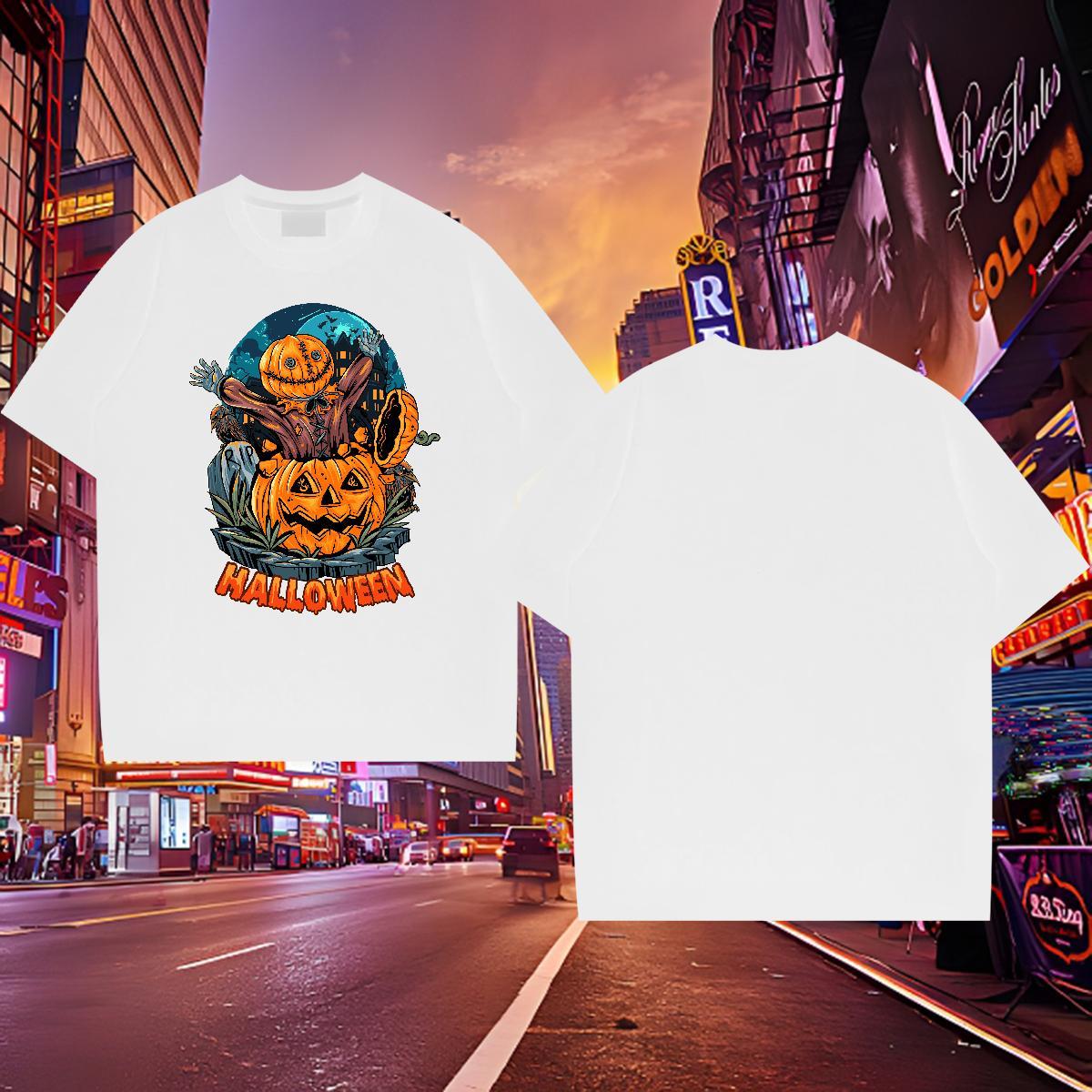 Loose T shirt halloween Breathable Short Sleeve Street wear Hip Hop Anime Print 230g Cotton Tshirts Brand Tee Shirt