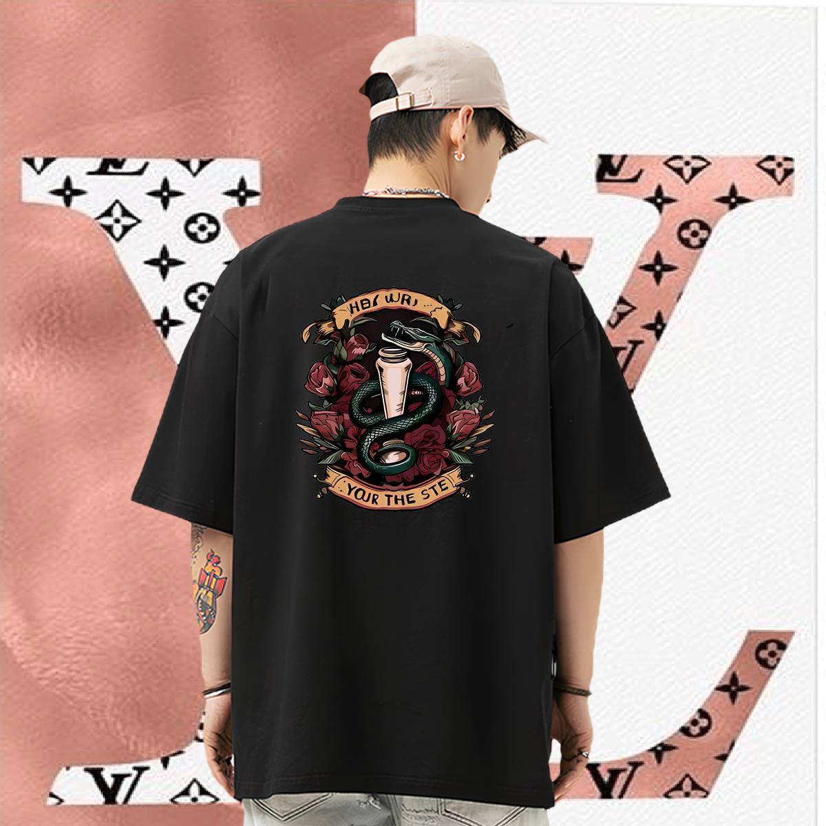New Arrival Men Tops Tees snake Spring Summer 100% Cotton 230g Tshirts Breathable Crew Neck TOP Quality Man T Shirts Customized