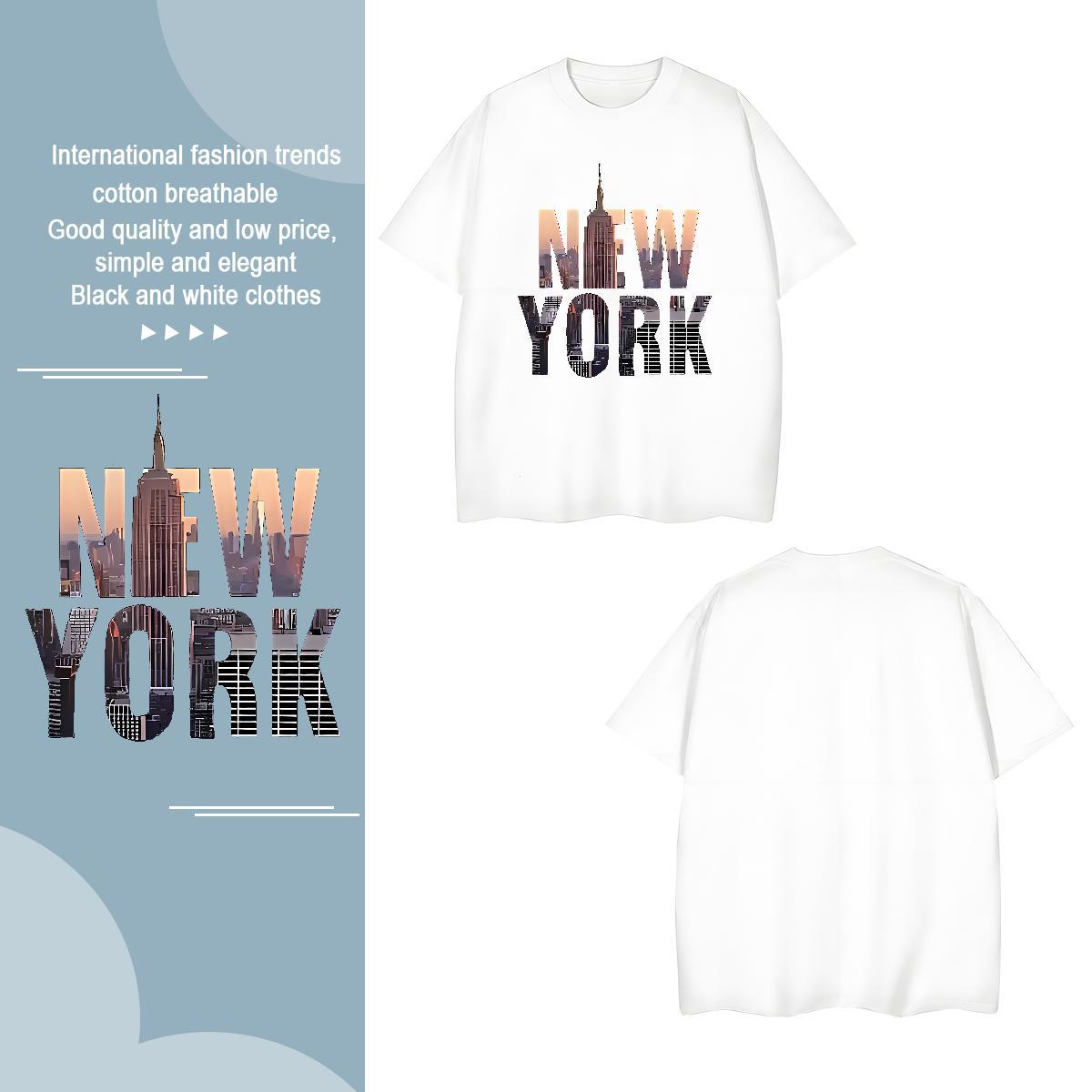 Classic New York T Shirts Men Daily Outfit Tshirts 230g Cotton 2024 Designer Crew Neck DIY Printed Tops