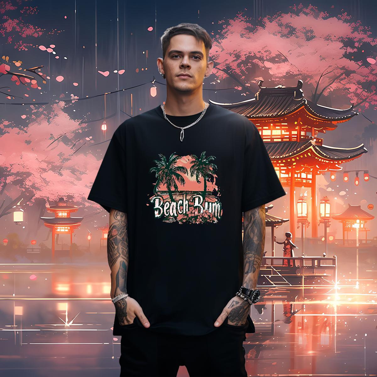 DIY Customized Mens Tshirts beach Anime Printing Street 230g Cotton Polos Short Sleeve O-Neck Comfortable T shirt Oversized 4XL