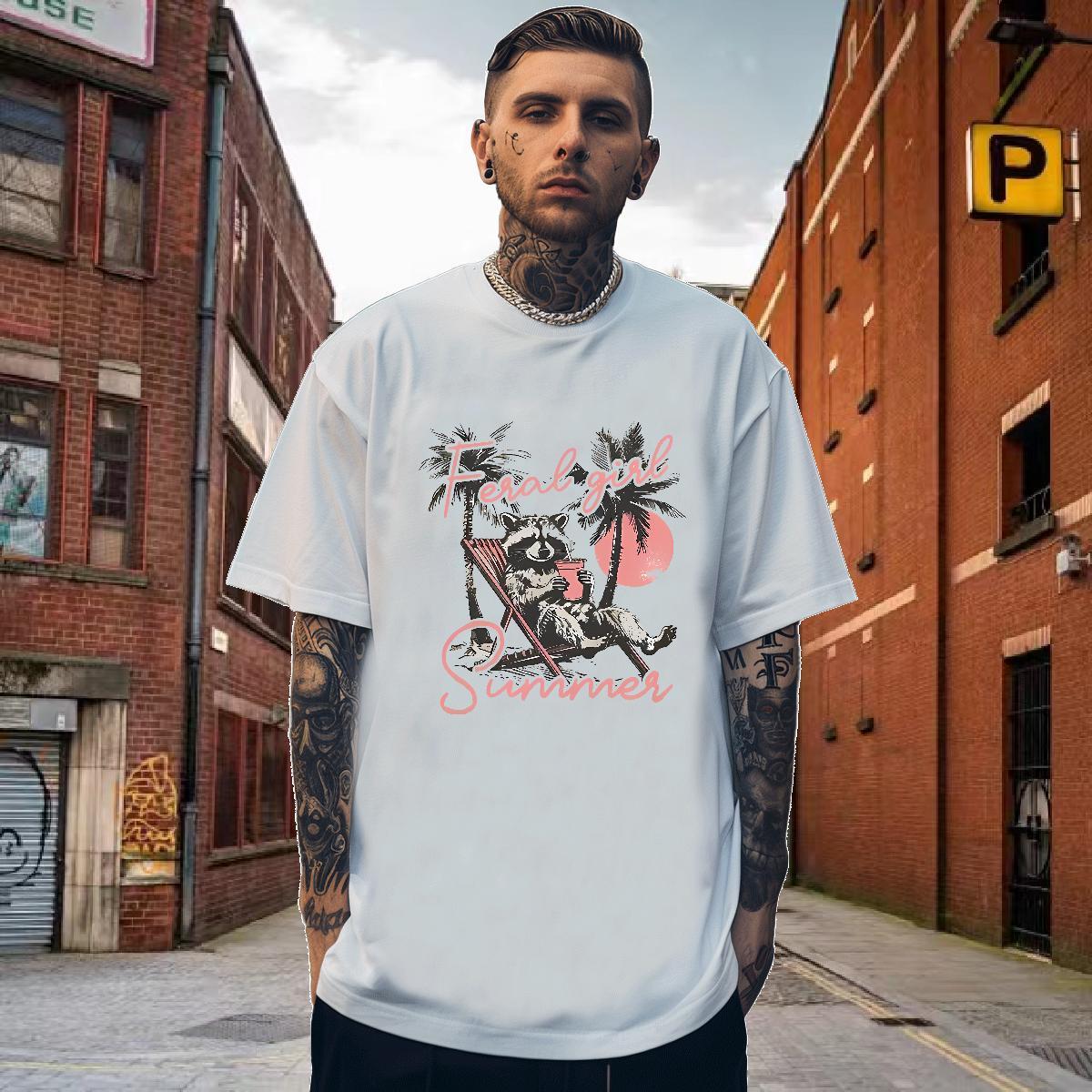 Loose Fit T-Shirts for Men bear Breathable Short Sleeve Street Plus Size Custom 230g Pure Cotton Tshirts Designer Tops Tees