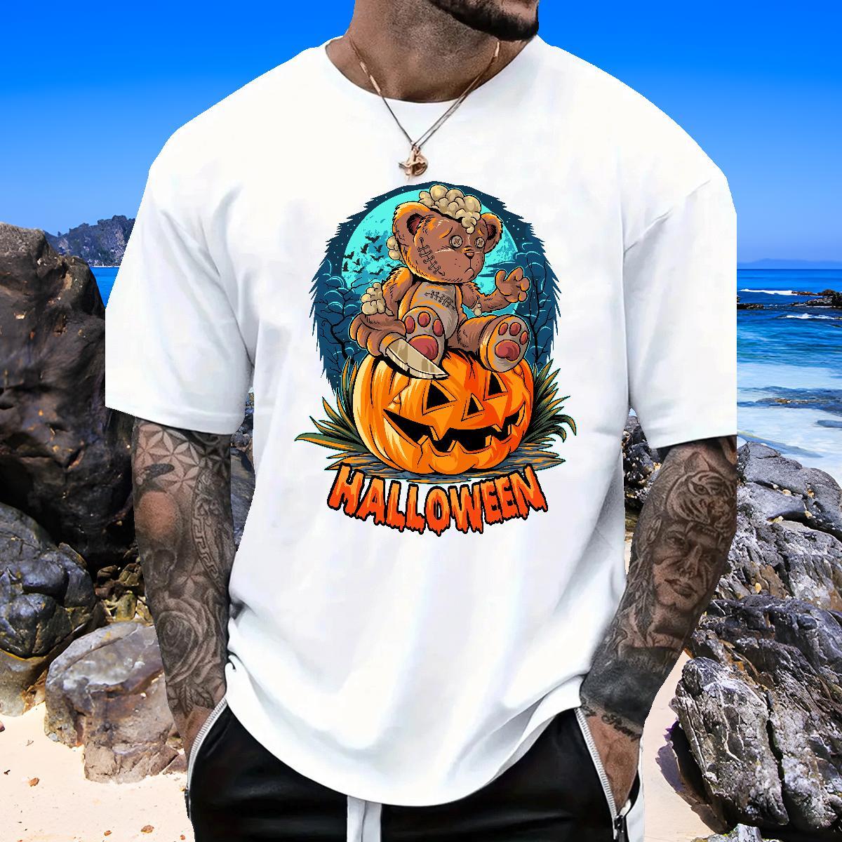 Classic Man T Shirts bear Breathable Short Sleeve Street Customized Print 230g Cotton Mens Tshirts New Designer Tops Tees