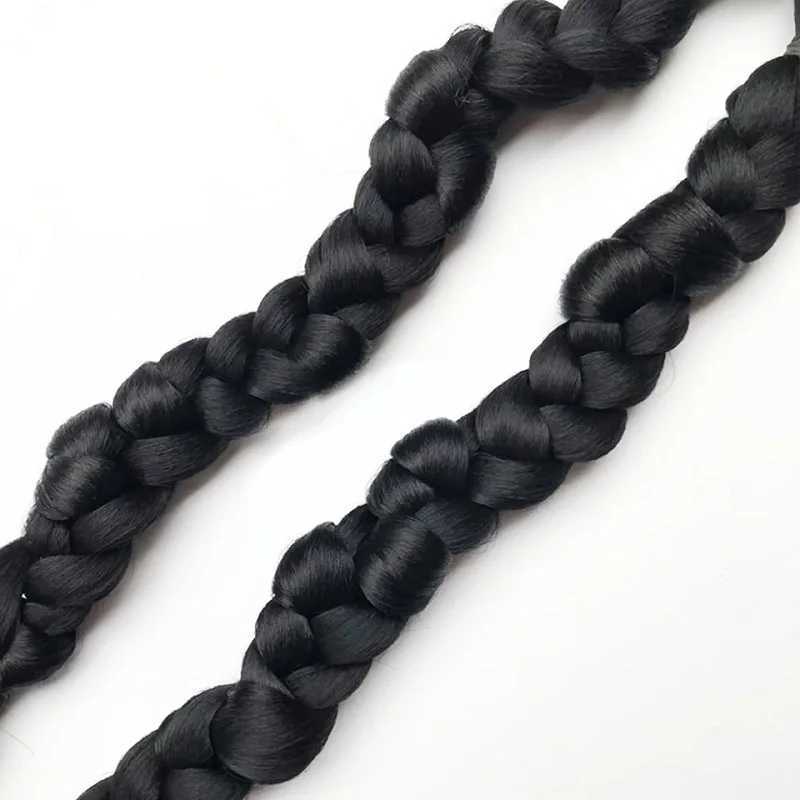 65cm synthetic wig womens long ponytail boxing twisted long braid mixed pink gray sweet cool girl hot girl hair W240817