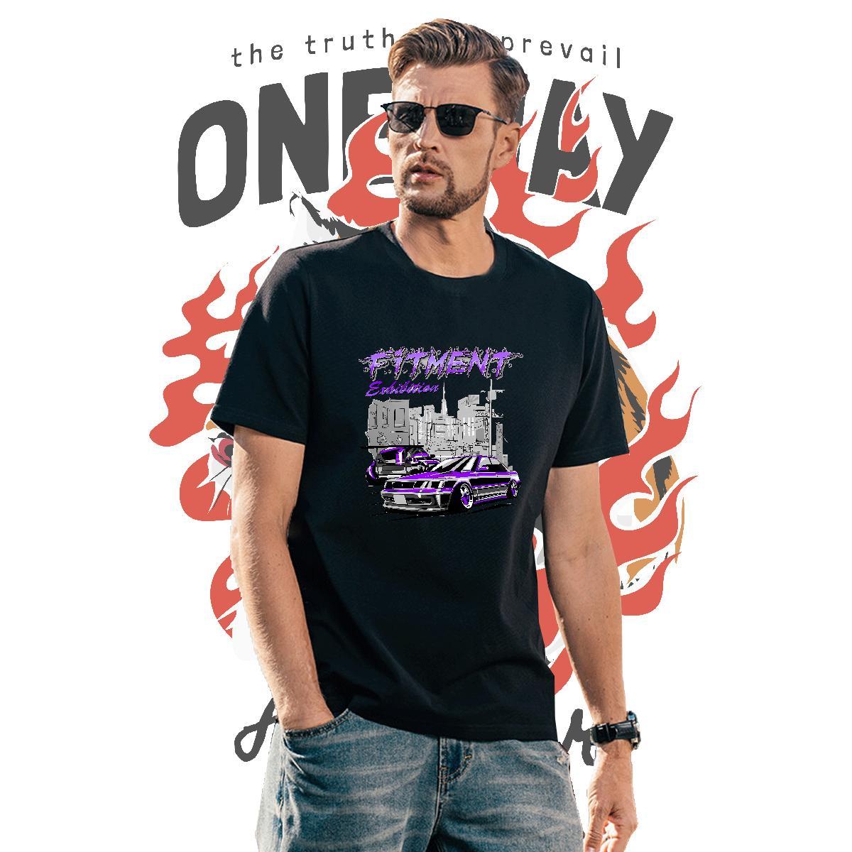 Brand car 230g Pure Cotton Men Tshirts Daily Wear Crew Neck Mens T Shirts Classic Casual Floral Print Tops