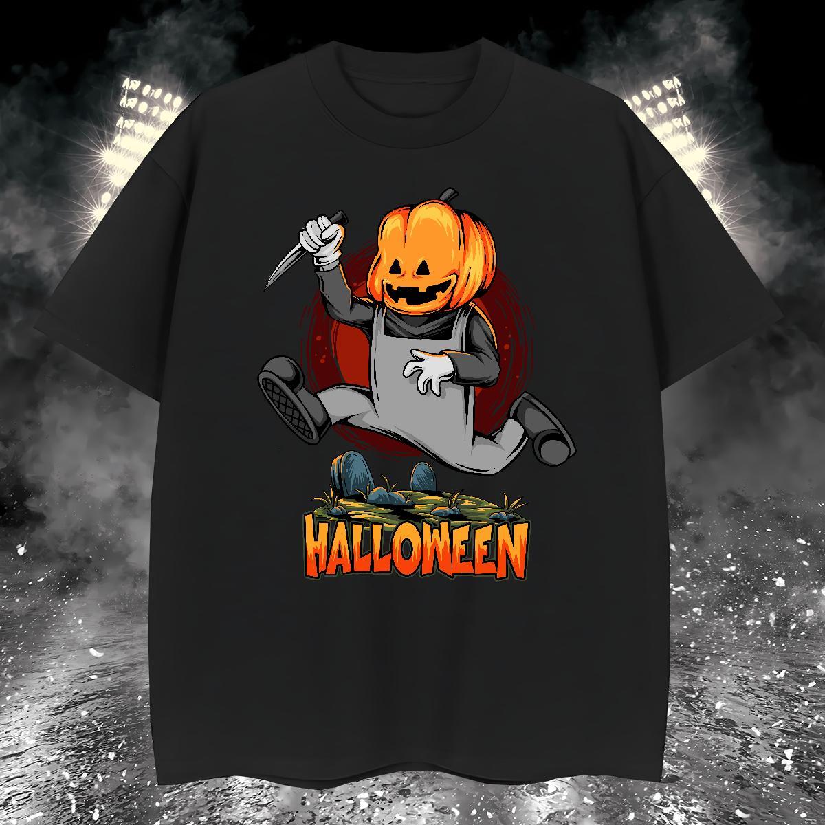 Cool Design Men T Shirts pumpkin Short Sleeve O-Neck Casual Daily Wear Cartoon Print 230g 100% Cotton Tshirt for Man Woman 2024 Summer Clothes