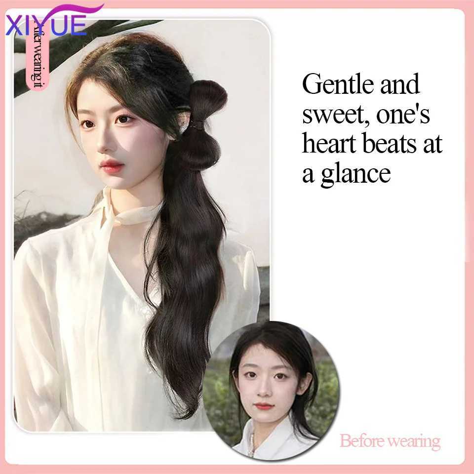 Xiyue wigbunnew chinese style ponytail style wig bagancient costume wigcheongsamhair bunheaddresswigancient W240817