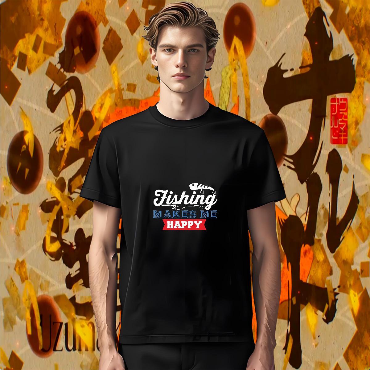 Free Shipping Men Tshirts Hip Hop Street 100% Cotton 230g Custom Anime Round Neck Short Sleeve fish T Shirts Men Fashion Design Clothings