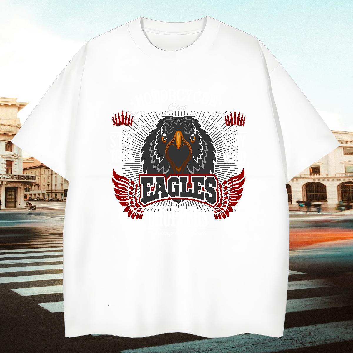 Loose Fit T Shirt For Man eagle Breathable Short Sleeve Sport Custom Big Size 230g Pure Cotton Tshirts 2024 Designer Clothings