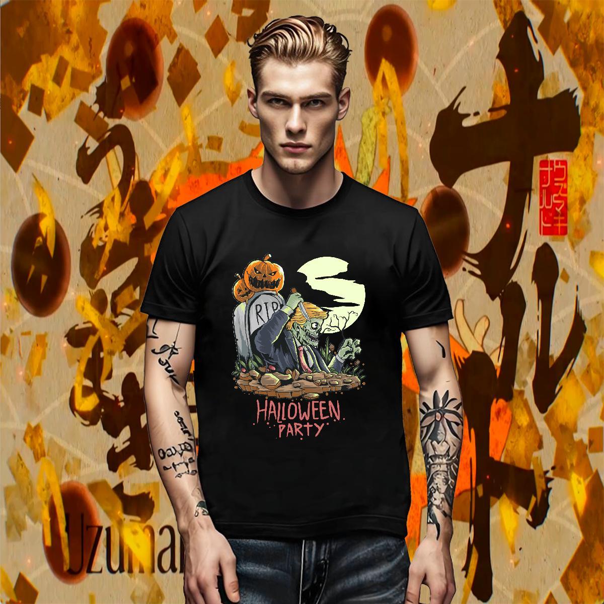 Customized halloween Men Tees 100% Cotton 230g T-Shirts Anime Hip Hop Street Breathable Short Sleeve Classic Tshirts