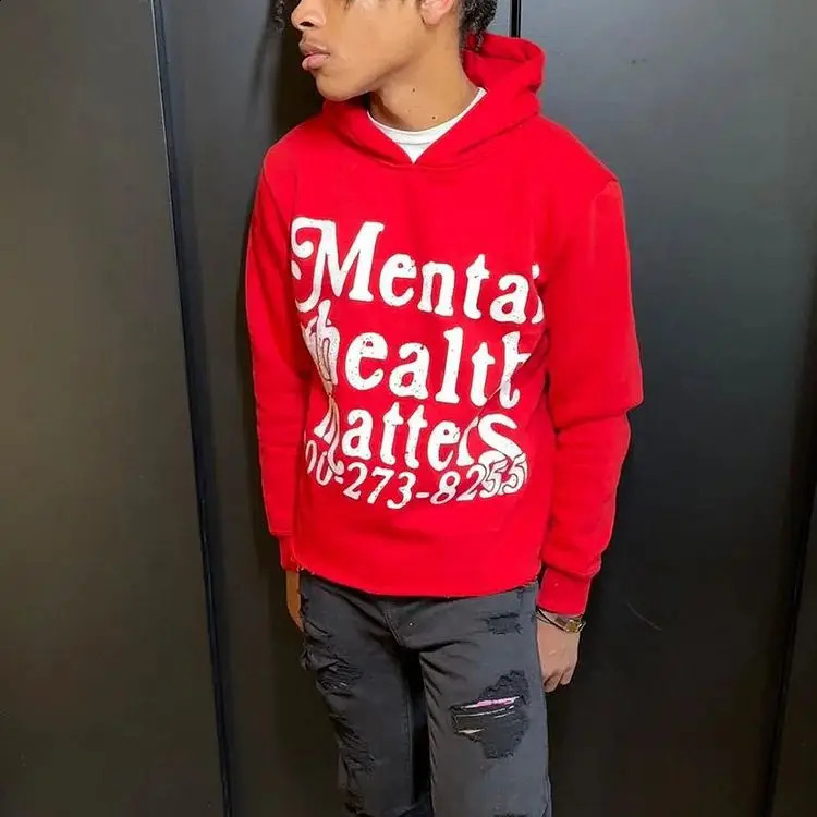 Retro Mental Health Matters Print Hoodies Women Men Streetwear High Street Harajuku Oversized Sweatshirt Goth Y2k Hoodie 240819