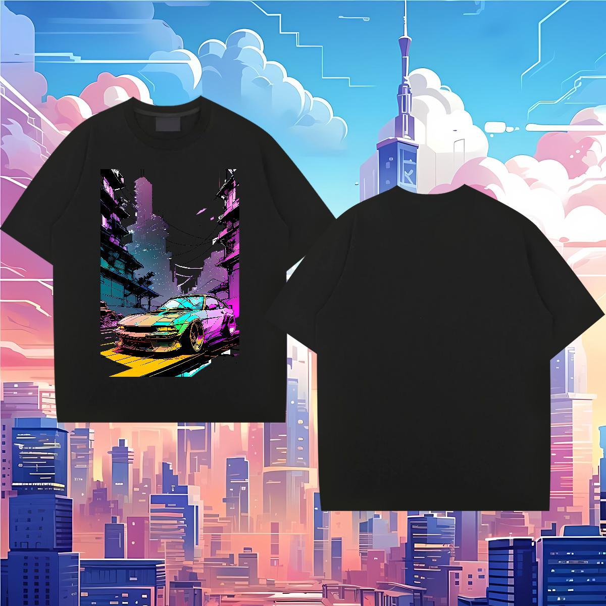 Comfortable car 230g 100% Cotton Men Clothes T-Shirt Street Round Neck Short Sleeve Men T Shirts Customized DIY Clothings