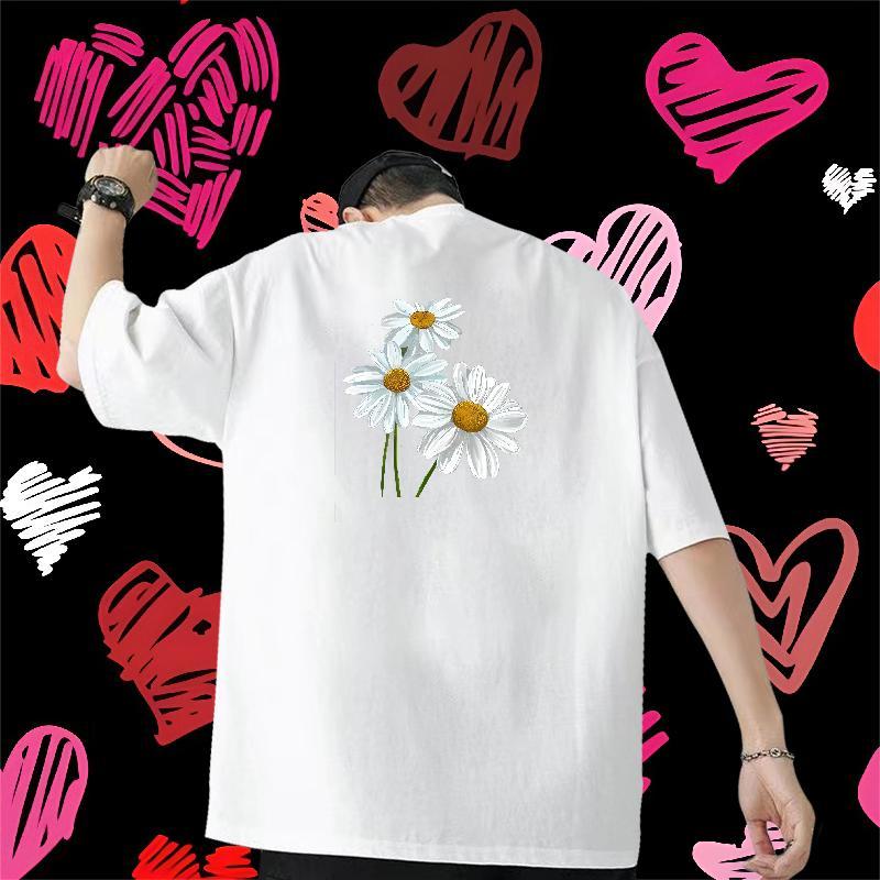 Factory Direct Men Tshirts flower Hip Hop Street 100% Cotton 230g Polos Crew Neck Soft Mens T Shirts Custom Anime