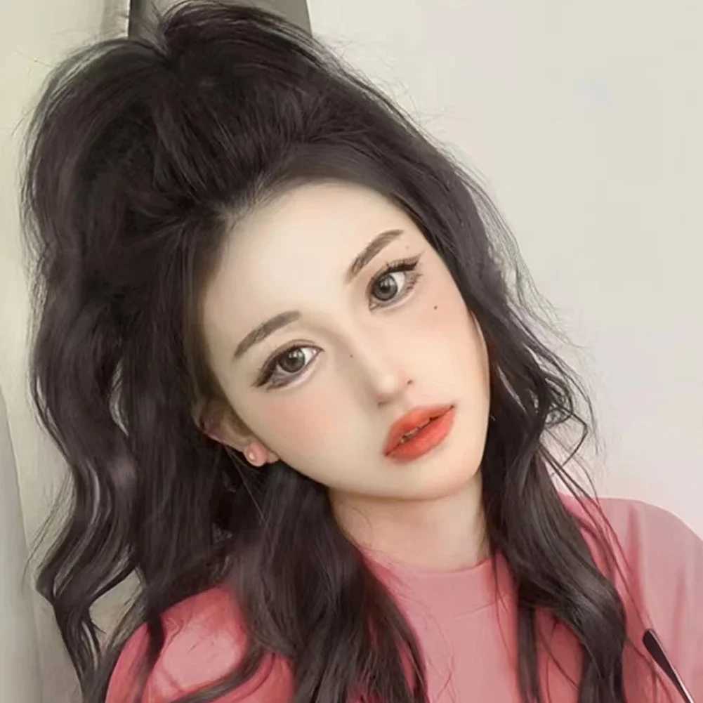 Ponytail wig female simulation hair clip waterfall half tied hair high ponytail wig fluffy wig W240817