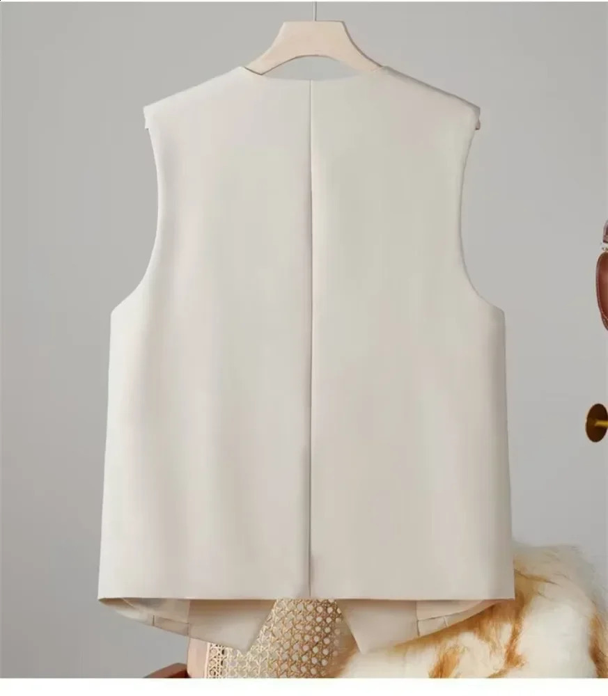 Streetwear SpringSummer Solid Sleeveless Womens Clothing Jacket Coat Fashion Retro Elegant Autumn 240819