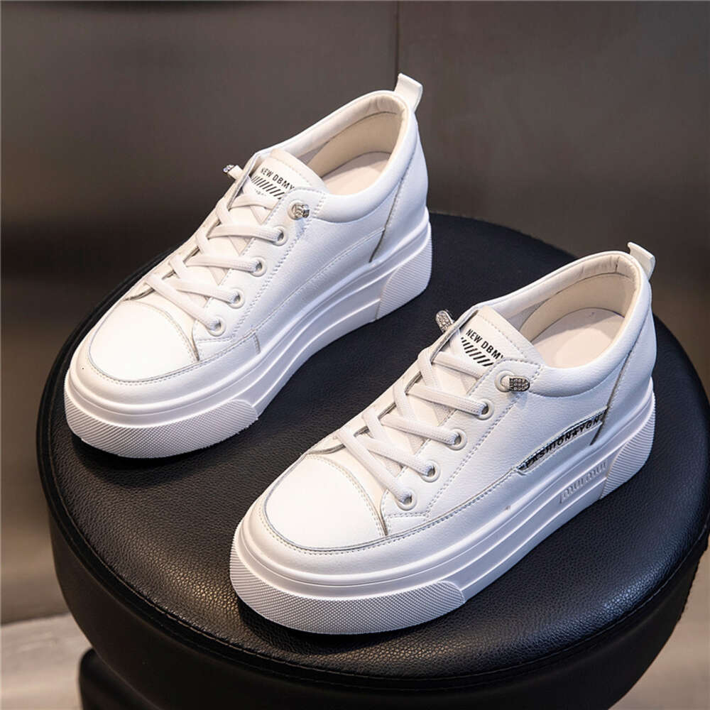 Ddmysports CM Internal Height Increase Women S Spring New Thick Soled Casual Single Women Sports Flat Bottomed Genuine Leather Small White Shoes OUTDO