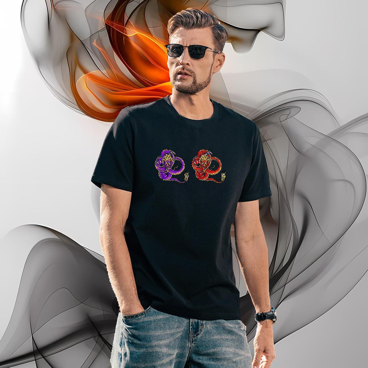 Soft dragon T Shirts Men Street wear Hip Hop Mens Tshirts 230g Pure Cotton Factory Direct Short Sleeve O-Neck Floral Print Wear