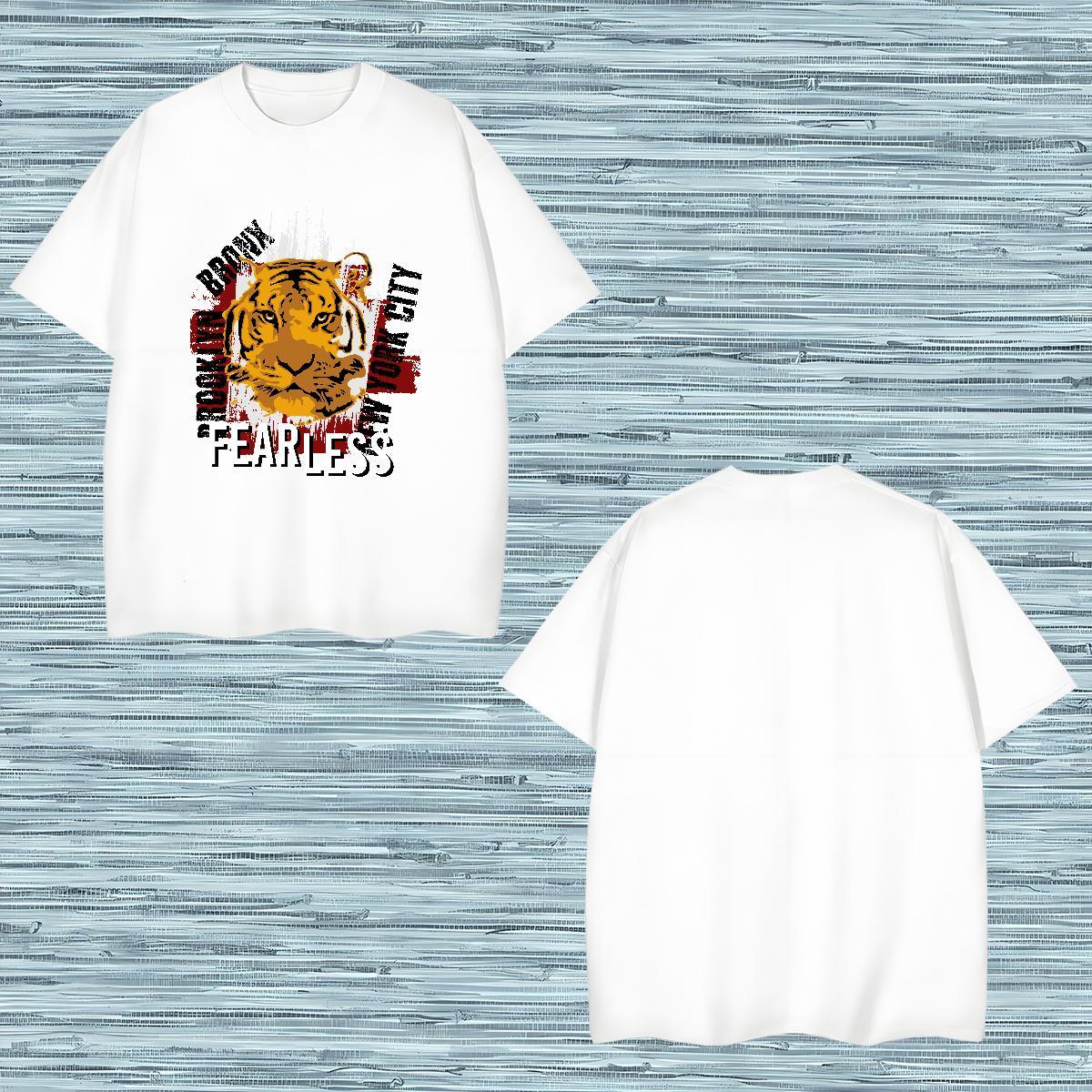 Soft Men T Shirts tiger Breathable Soft Beach Asian Size 230g Cotton Men Tops Tees DIY Wear