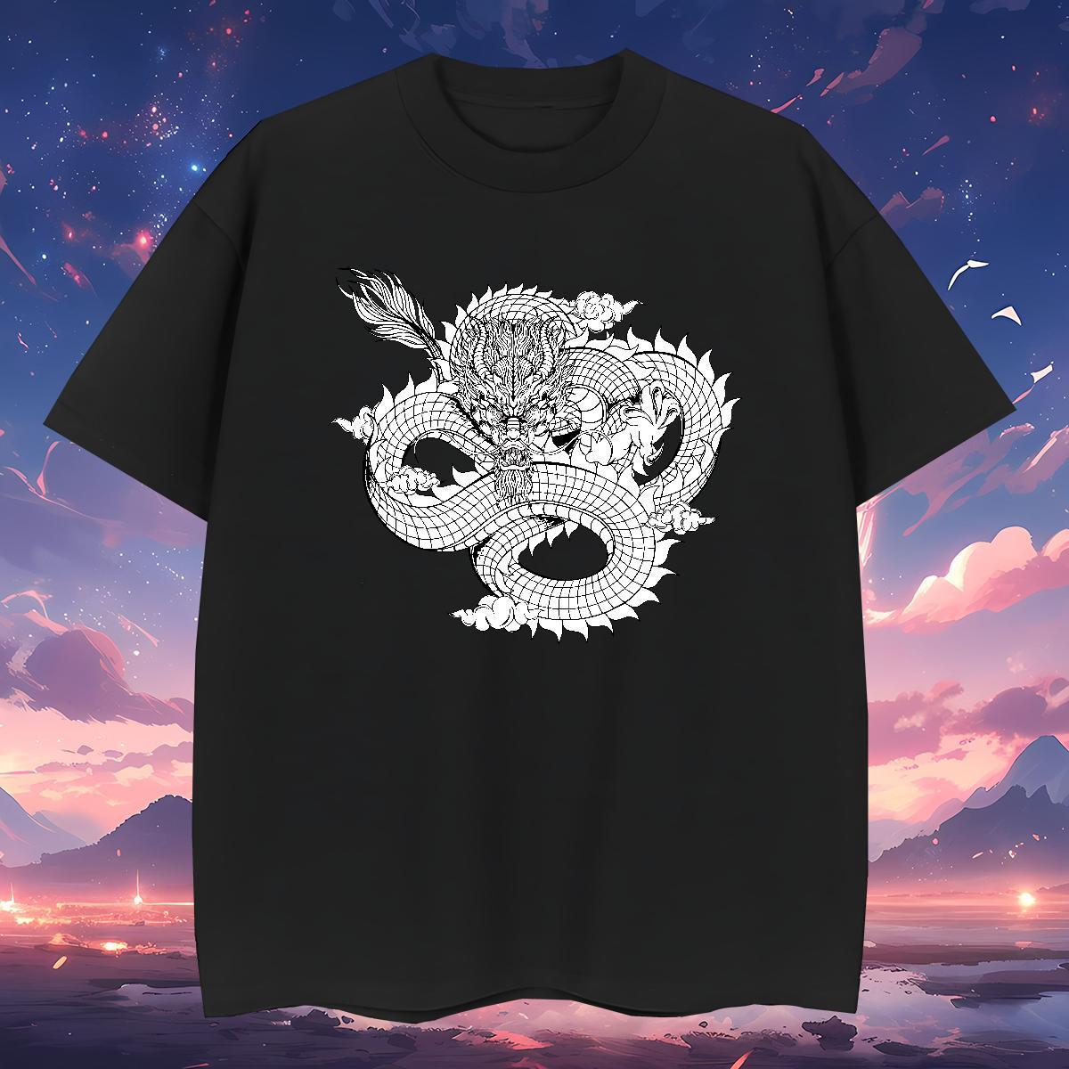 Man T Shirts 100% Cotton 230g dragon Hip Hop Street O-Neck Short Sleeve DIY Mens Tshirts Custom Comfortable Tee Shirt