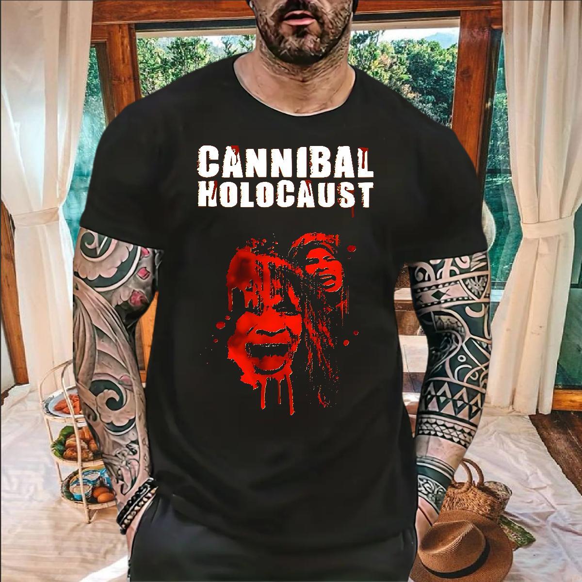 Classic Casual scary Men Tees 230g 100% Cotton T Shirts Men DIY Printed Casual Beach Breathable Crew Neck Popular Tee Shirt