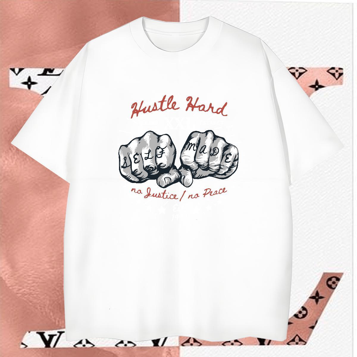 T Shirt For Man 230g Pure Cotton hand- Outdoor Crew Neck Custom Cartoon Tshirt for Man Woman Casual New Loose Fit Polos