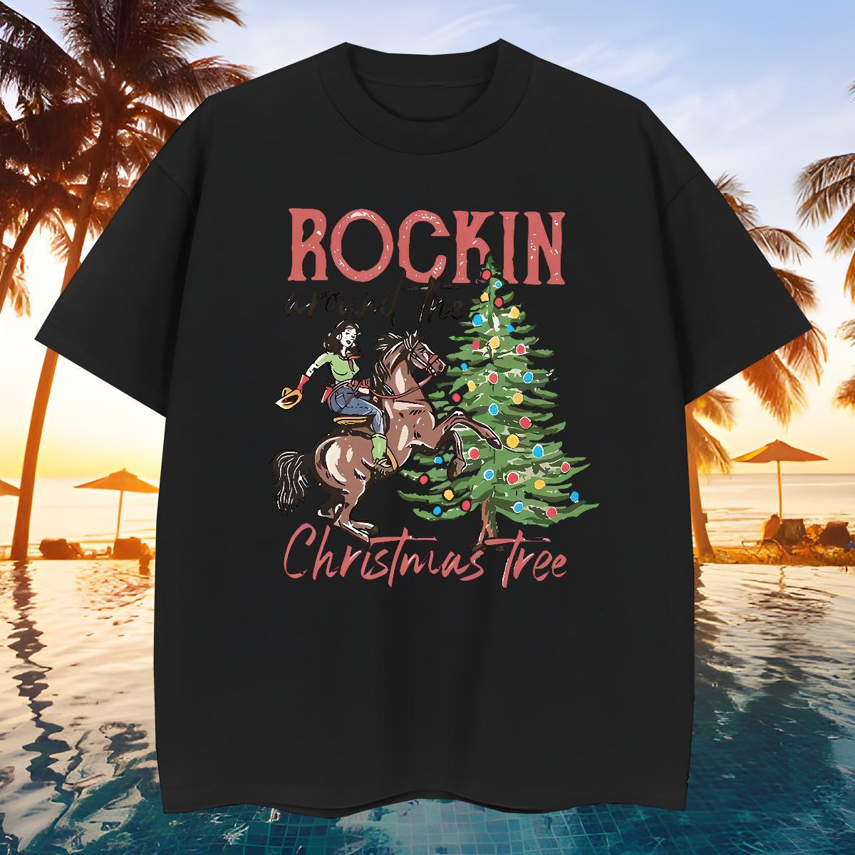Brand T-Shirts Christmas tree Breathable Crew Neck Street Casual Black Oversized 230g Pure Cotton Mens Tshirts Classic Tops