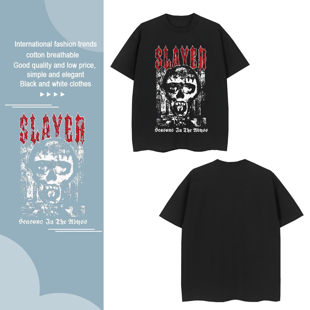 T-Shirts for Men 230g Pure Cotton scary Casual Beach Short Sleeve Soft DIY Printed Mens Tshirts Customized Loose Top Tees