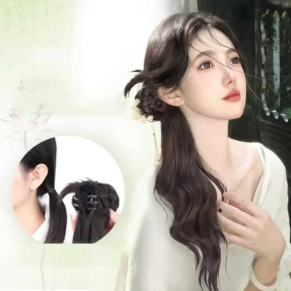Female ponytail synthetic wig 50cm integrated grasping clip simulates hair with low ponytail and gentle hair extension Versatile W240817
