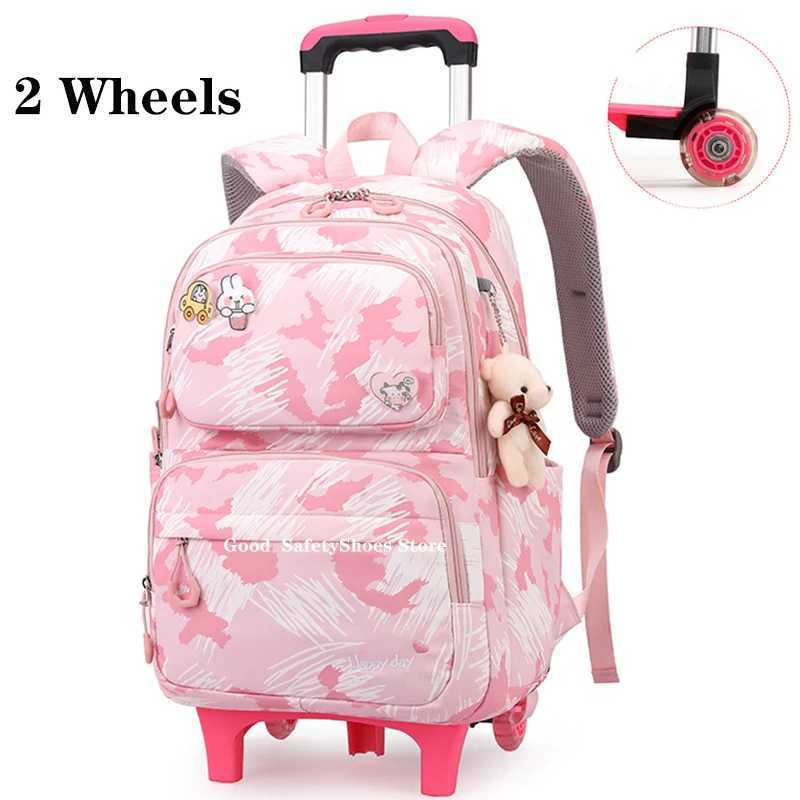 School Trolley Bag For Girls Kids School Bookbags Rolling Wheeled School Backpack Removable Children School Bags For Girls Y240820