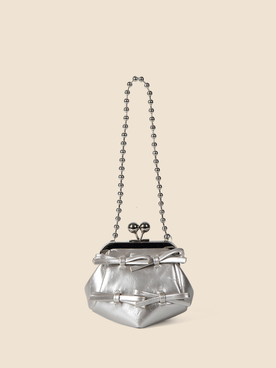 2024 Spring Bow Chain Clip for Women, Diagonal Cross Handheld, Personalized, Small Bag, Summer Women's Beaded Bag