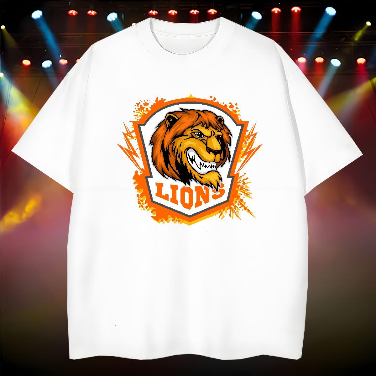Cool Design Mens T Shirts lion Round Neck Short Sleeve Summer Casual DIY Anime 230g Cotton Mens Tshirts Fashion Casual Tees