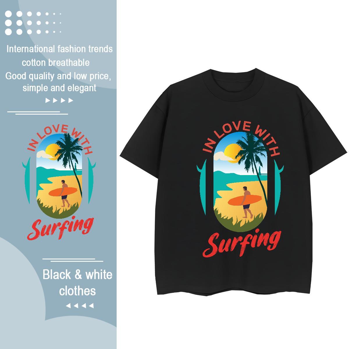 New Couples T Shirts Casual Sport O Neck Short Sleeves Clothings Loose 230g Cotton sea Custom Printed Womens T Shirts