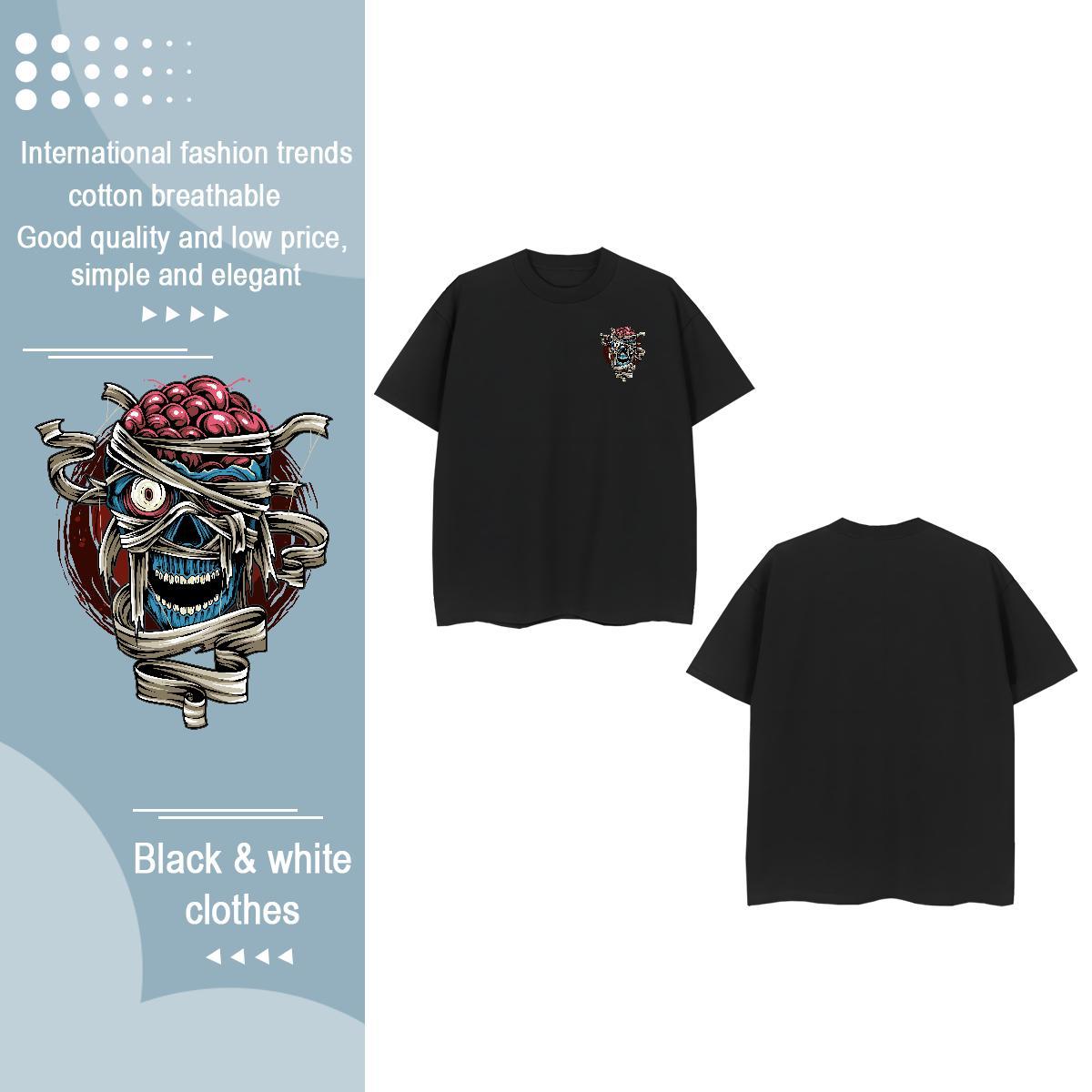 Factory Direct Mens Tshirts Halloween Street 230g Cotton Top Tees Breathable Loose Fit T Shirts Men Oversized 4XL