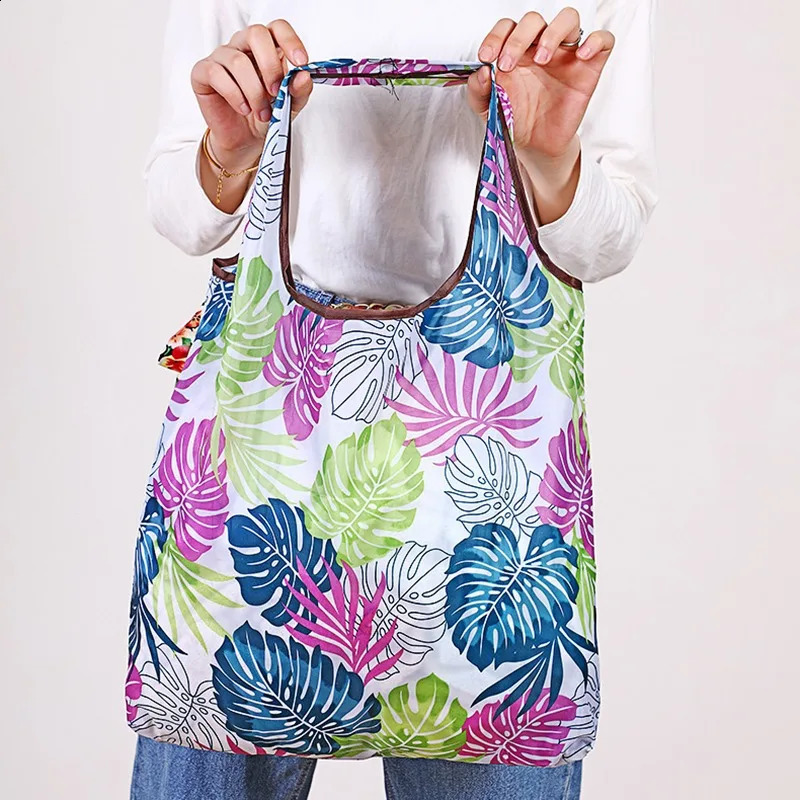 Shopper Bag Foldable Portable Eco Handbag LargeCapacity Supermarket Shopping Tote Shoulder Home Organization 240819