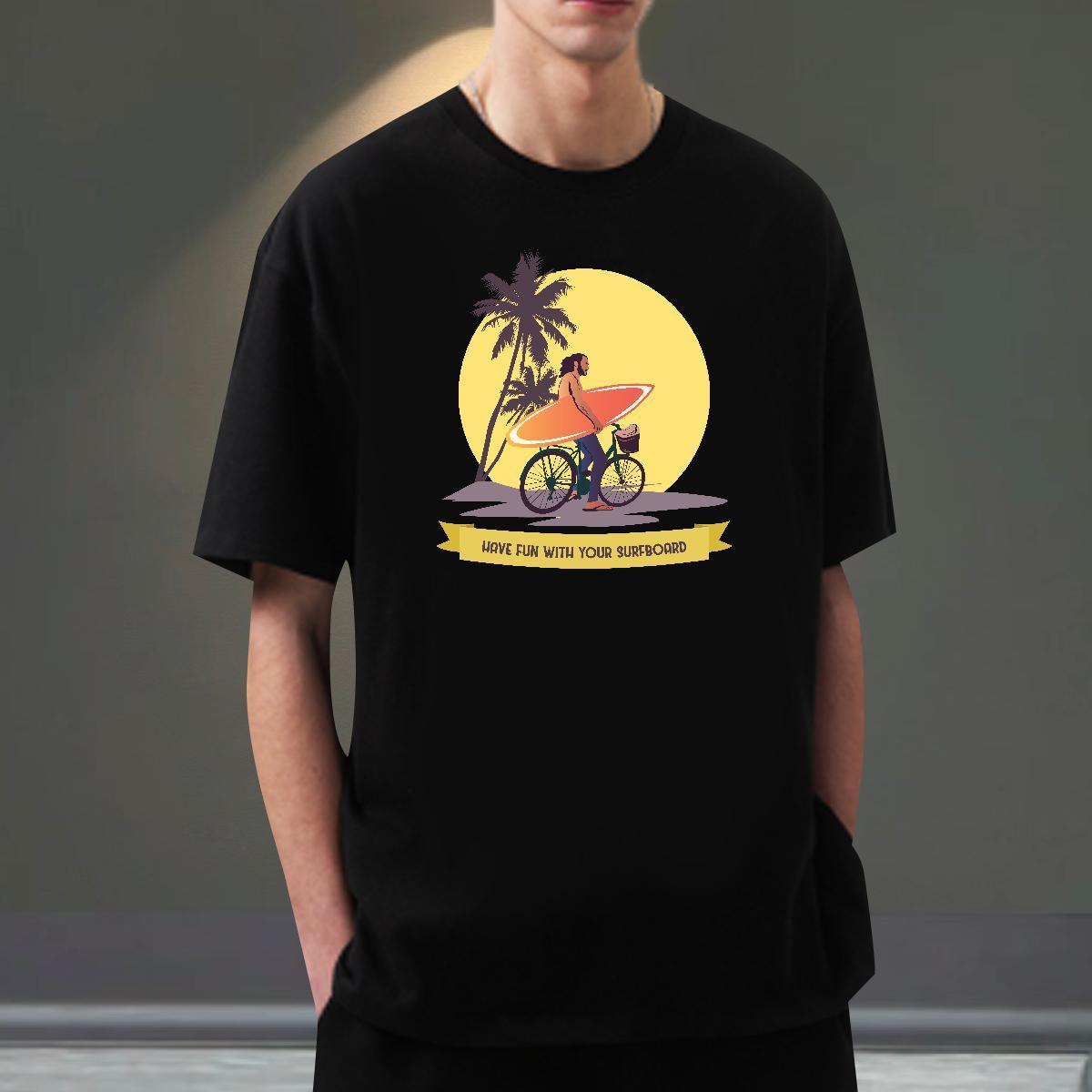 Designer Men Tees Home Outdoor 100% Cotton 230g Oversized 4XL Crew Neck Breathable wave T-Shirts 2024 Summer Polos