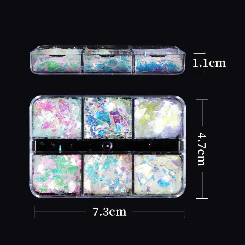 Nail Glitter Flakes Sequin Sparkly Silver Irregular Glass Paper Heart Nail Sequins DIY Gel Polish Manicure Nail Art DecorationsXJ240815