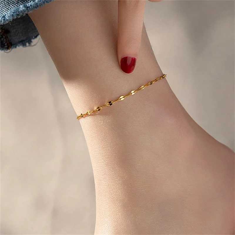 JUJIE 316L stainless steel fish lip chain anklet suitable for womens thin female hip-hop barefoot bracelet jewelry direct shipping/wholesale W240815