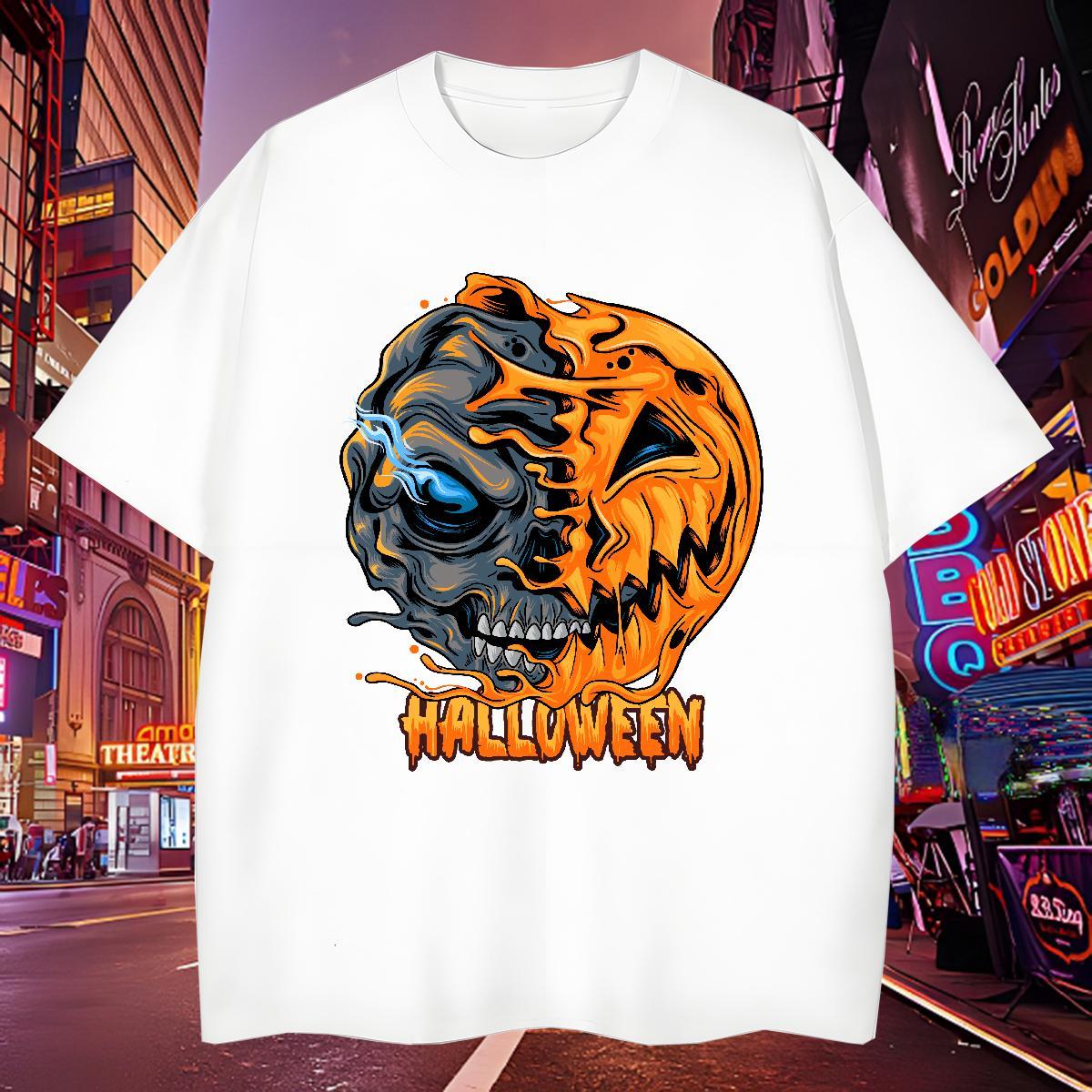 Wholesale Man T Shirts pumpkin O Neck Short Sleeves Hip Hop Street Asian Size 230g Pure Cotton Mens Tshirts Brand Tee Shirt