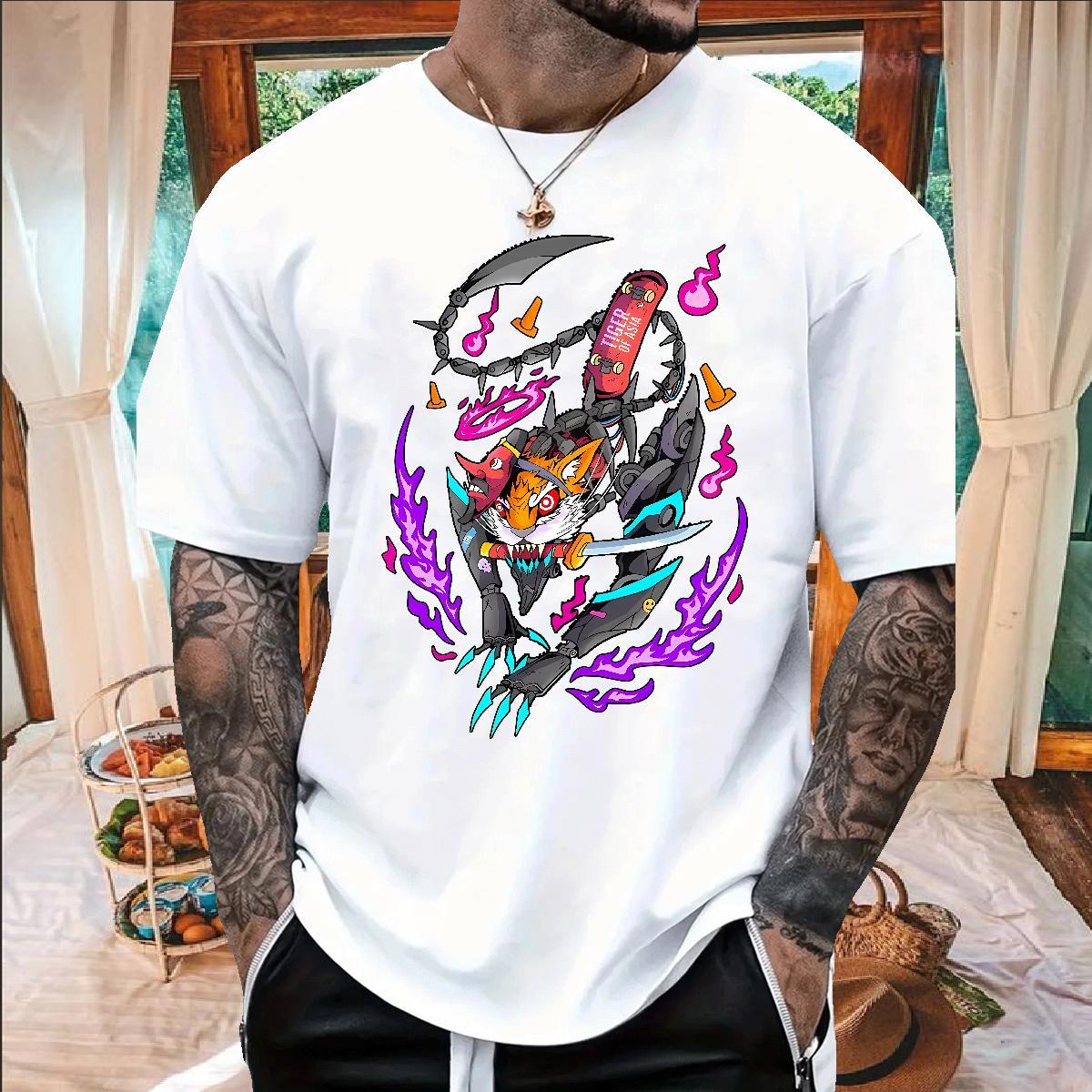 Fashion New cartoon Tshirt for Man Woman 230g Cotton Mens T Shirts Anime Print Street Wear Crew Neck Breathable Comfortable Polos