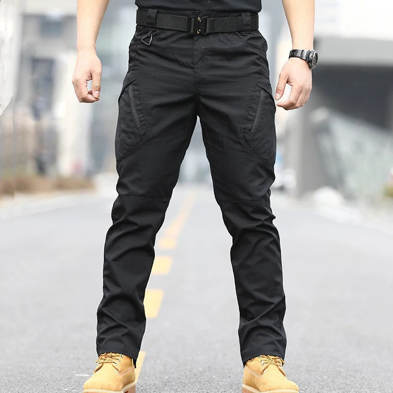 Mens military tactical pants large side pockets abrasion resistant scratch mens outdoor transparent hiking 240808
