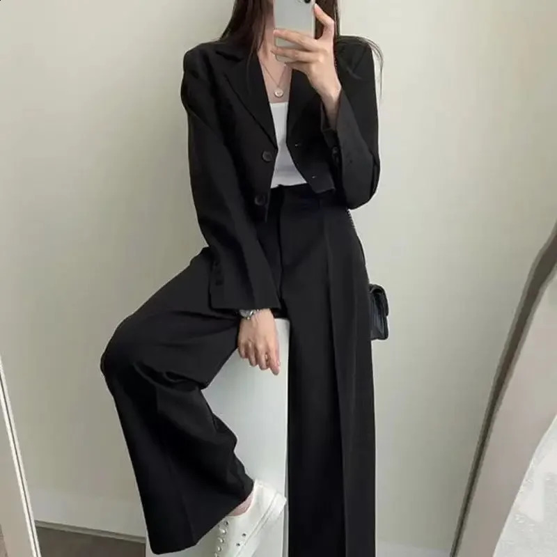3 Pieces Women Western Pants Sets Spring Autumn Solid Korean Clothing Simple Long Sleeve Cardigan Coat Fashion Femal Casual Suit 240819