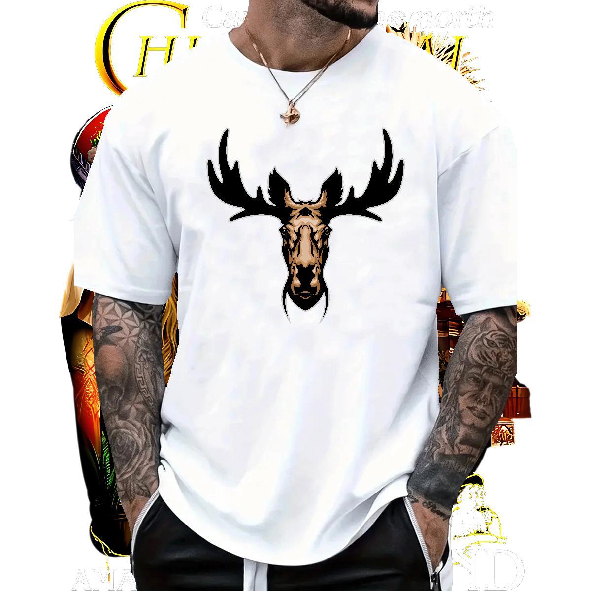 Popular Man T Shirts deer Short Sleeve Soft Outdoor DIY 230g 100% Cotton Couples T Shirts New Tshirts