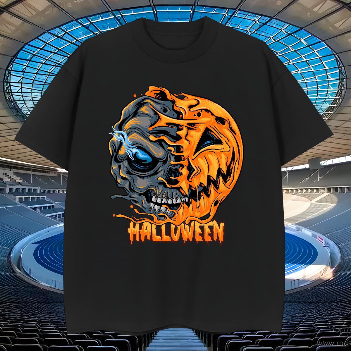 Designer T Shirts Men pumpkin Breathable Short Sleeve Street Cartoon Printing L-4XL 230g Pure Cotton Men Tshirts DIY Customized Tee Shirt
