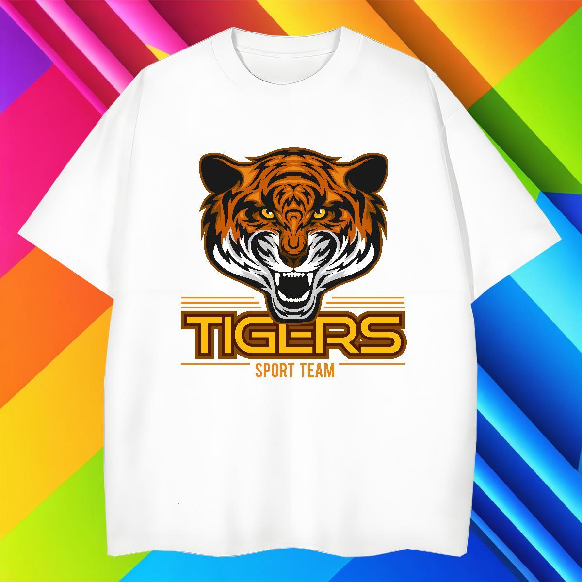 Designer T-Shirts for Men tiger Crew Neck Breathable Street Anime Print 230g Pure Cotton Tshirts Custom Tops Tees