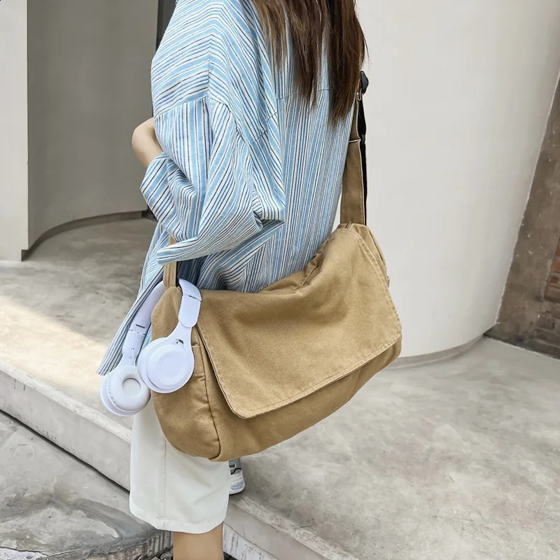 Large Capacity Canvas Womens Messenger Bag Vintage Handbag Canvas Shoulder Tote Bags Casual Handbag Crossbody Handbags 240819