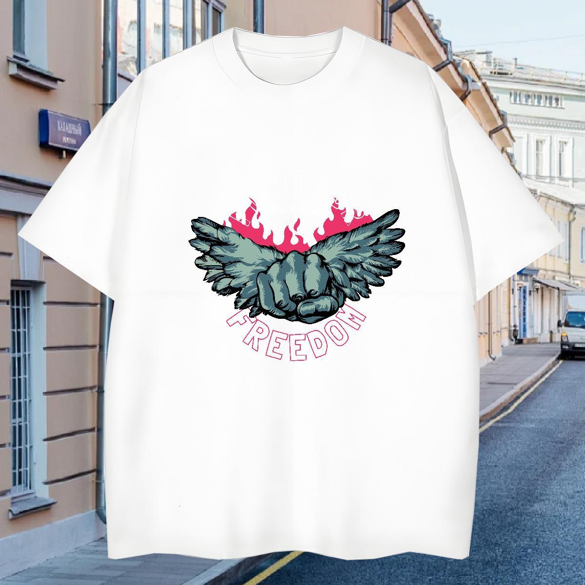 T-Shirts for Men 100% Cotton 230g wing Daily Wear Breathable Customized Men Tops Tees Stylist Popular Tee Shirt